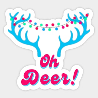 Oh Deer! Blue Antlers with Pink Sticker